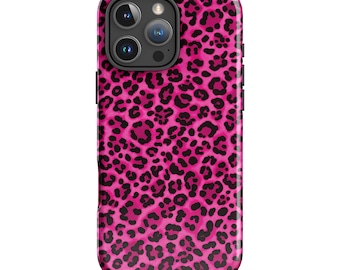Funda para teléfono PINK PROWL Leopardo / Elegante estampado animal rosa y negro / Diseño moderno Y2K para iPhone 17 16 Pro Max 15 14 13 12 MagSafe
