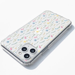 Teeny Flowers Clear Phone Case: Pink & Blue Floral iPhone Case