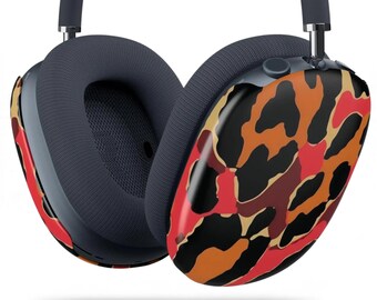 HOT SPOTS AirPods Max Case | Orange Red & Black Leopard Print | Bold Retro Apple Headphone Covers