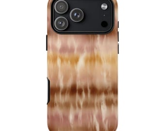 SUNDRIFT Phone Case | Golden Brown Tie Dye Print | Neutral Boho Aesthetic iPhone 17 16 15 14 13 Pro Max MagSafe