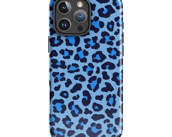 Custodia per telefono con stampa leopardata blu / Stampa animalier audace / Estetica Y2K di tendenza per iPhone 17 Pro Max 16 15 14 13 MagSafe