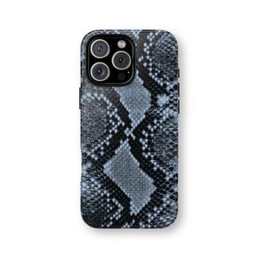 Blue Python Snake Print Phone Case: Chic Protective Cover, iPhone Samsung Pixel