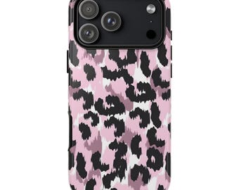DUSKY LEOPARD Phone Case | Moody Pink Animal Print Design | Trendy Leopard Aesthetic iPhone 17 16 15 14 13 MagSafe