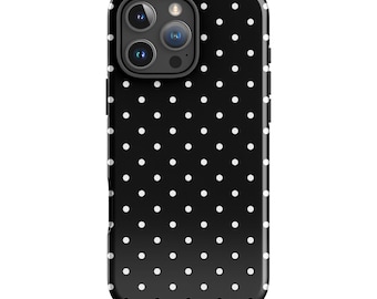 Funda para teléfono CLASSIC DOT / Estampado de lunares blancos y negros / Estética retro chic de los 90 / iPhone 17 16 Pro Max 15 14 Plus 13 12 MagSafe