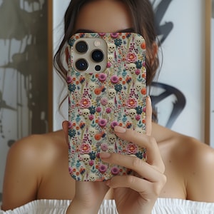 Skull Floral Case iPhone 14 15 13 12 Pro Max iPhone 14 Plus 13 12 11 Pro Case iPhone 12 Mini XR XS Cute 3D Embroidery Effect Skeleton Case