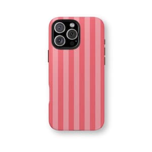 CHIC STRIPES Pink Case iPhone 16 Pro Max 15 Plus 14 Pro iPhone 13 12 11 Mini Cute Trendy Striped Design Pretty Y2K Aesthetic Phone Cover