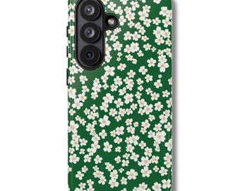 FLOWER SHOWER Phone Case | Green Wildflower Floral | Cute Cottagecore Aesthetic Samsung Galaxy S26 Ultra S25 S24 S23 FE Tough Case