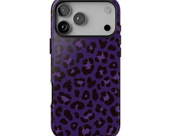 PURPLE REIGN Leopard Print Phone Case | Dark Purple Retro Animal Print | Trendy Y2K iPhone 18 Pro Max 17 16 15 14 13 | MagSafe