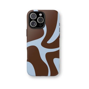 BLUE ABSTRACT Phone Case iPhone 16 Pro Max, 15 Plus, 14 Pro, iPhone 13 12 Mini, iPhone 11, Chic Wavy Abstract Design, Cute Aesthetic Case