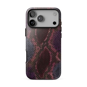 Funda para teléfono PLUM VIPER / Estampado de piel de serpiente rosa y morado / iPhone 17 Pro Max 16 15 Plus 14 13 / Opción MagSafe