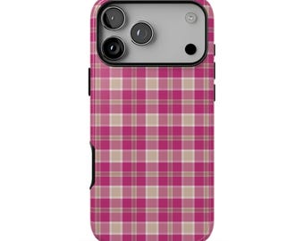 PLAID FLIRT Phone Case | Pink & Cream Check Pattern | Preppy Y2K iPhone 18 Pro Max 17 16 15 14 | MagSafe