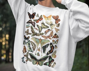 Vintage Butterfly sweatshirt, Entomology sweatshirt, Insect sweatshirt, Adolphe Millot, Gardening sweatshirt