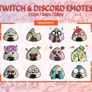 Emotes Twitch & Discord | 12 emotes pour streamers | Cute onigiri emotes for Discord and Twitch