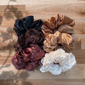 Satin Scrunchie Pack | Neutral Satin Scrunchies | Earth-Toned Scrunchies | Silk Scrunchies