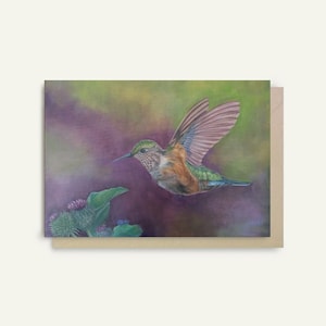 Carte de vœux | Colibri | Taille A6 et 5x7 pouces | Enveloppe incluse