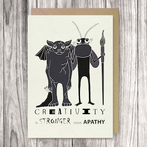 de voeux de culture de monstre | Format A6 et 5 x 7 pouces | Blanc à l'intérieur | Enveloppe incluse
