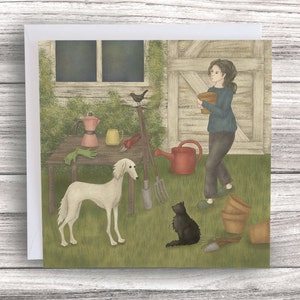 Biglietto di auguri/tempo di giardinaggio/14 x 14 cm/busta inclusa