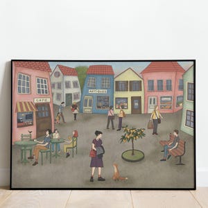 Impresión artística en Giclée Imaginary Town Centre / Fachadas de tiendas extravagantes / Tamaños A5, A4 y A3 / Sin marco / Regalo para el hogar / Habitación infantil