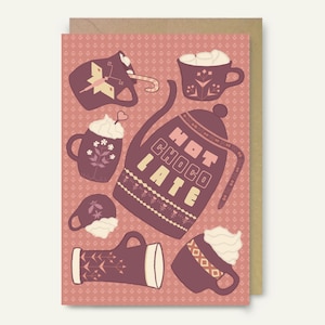 chaleureux | de voeux de chocolat chaud | Format A6 et 5 x 7 pouces | Blanc à l'intérieur | Enveloppe incluse