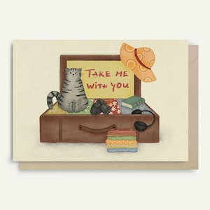 Kattenliefhebber reiswenskaart | Neem me mee | Maten A6 en 5 x 7 inch | Inclusief envelop
