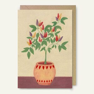 de voeux avec une illustration originale à la gouache de piments arc-en-ciel | Formats A6 et 5 x 7 pouces | Vierge | Enveloppe incluse