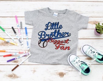 Little Brother Biggest Fan, Baseball Little Brother Shirt, Brother Baseball Tee, Baseball Brother Bodysuit, Baseball Sibling Tee