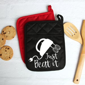 Just Beat It | Funny Phrase | Vegetable Pun | Song Lyric Pun | Funny Pot Holders | Unique Hot Pad | Mother&#39;s Day Gift