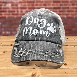 Dog Mom Distressed Ladies Trucker Hat, Pet Mom, Dog Mom Gift, Dog Lover Gift, Fur Mom, Dog Mama, Puppy Mom
