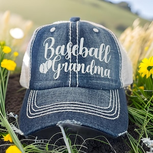 Baseball Grandma Hat, Baseball Grandma Hat with # Name, Baseball Granny, Baseball Grandma Trucker, Custom Cap, Baseball Hat for Women