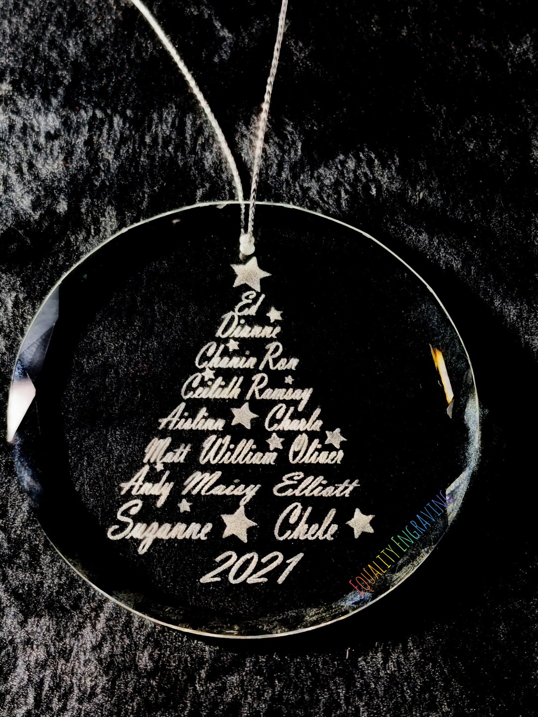 Personalized Etched Glass Ornament With Beveled Edge to Catch Etsy