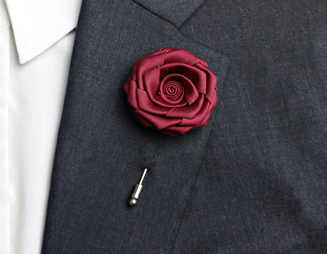 Burgundy Wedding Lapel Flower , Rose Lapel Pins Men , Mens Flower Lapel ...