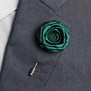 Emerald Green Lapel Pins Men , Man&#39;s Wedding Lapel Flower Pin, Gift for Him Groomsmen Groom , Man Suit Pin Flower set of , Bulk Buttonholes.