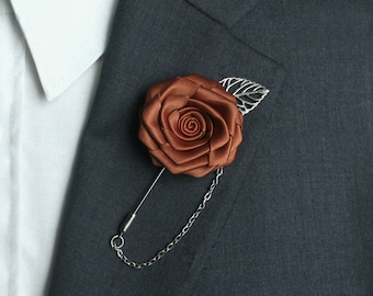 Lapel Pins Men Women , Terracotta Wedding Flower , Lapel Pin Chain , Suit Pin Men , Boutonniere Set of for Groomsmen Men Wedding Brooch Pins