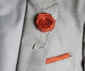 Rust Orange Lapel Pins Men , Fall Wedding Lapel Flower , Lapel Pin Groom , Orange Pocket Square , Fabric Satin Silk Lapel Pins Boutonniere . product logo