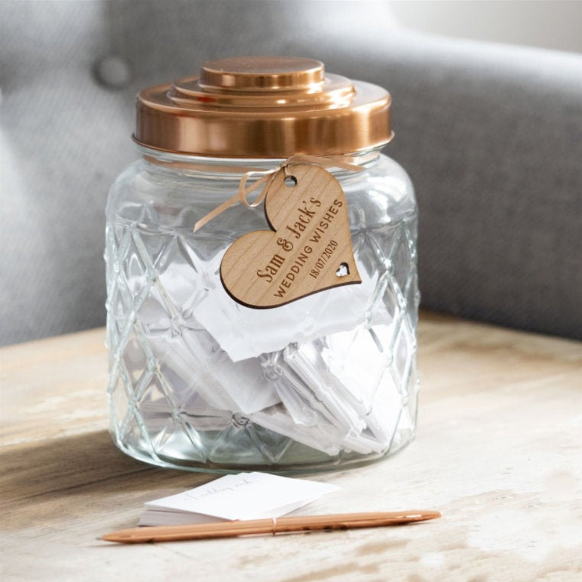 Hochzeit Wünsche Glas Glas Glas stilvolle Kupfer Deckel Etsy
