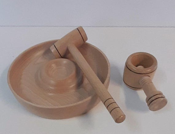 Wooden nutcracker with mallet