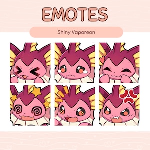 Pink Mermaid Fox Emotes for Twitch and Discord - Kawaii - Cute