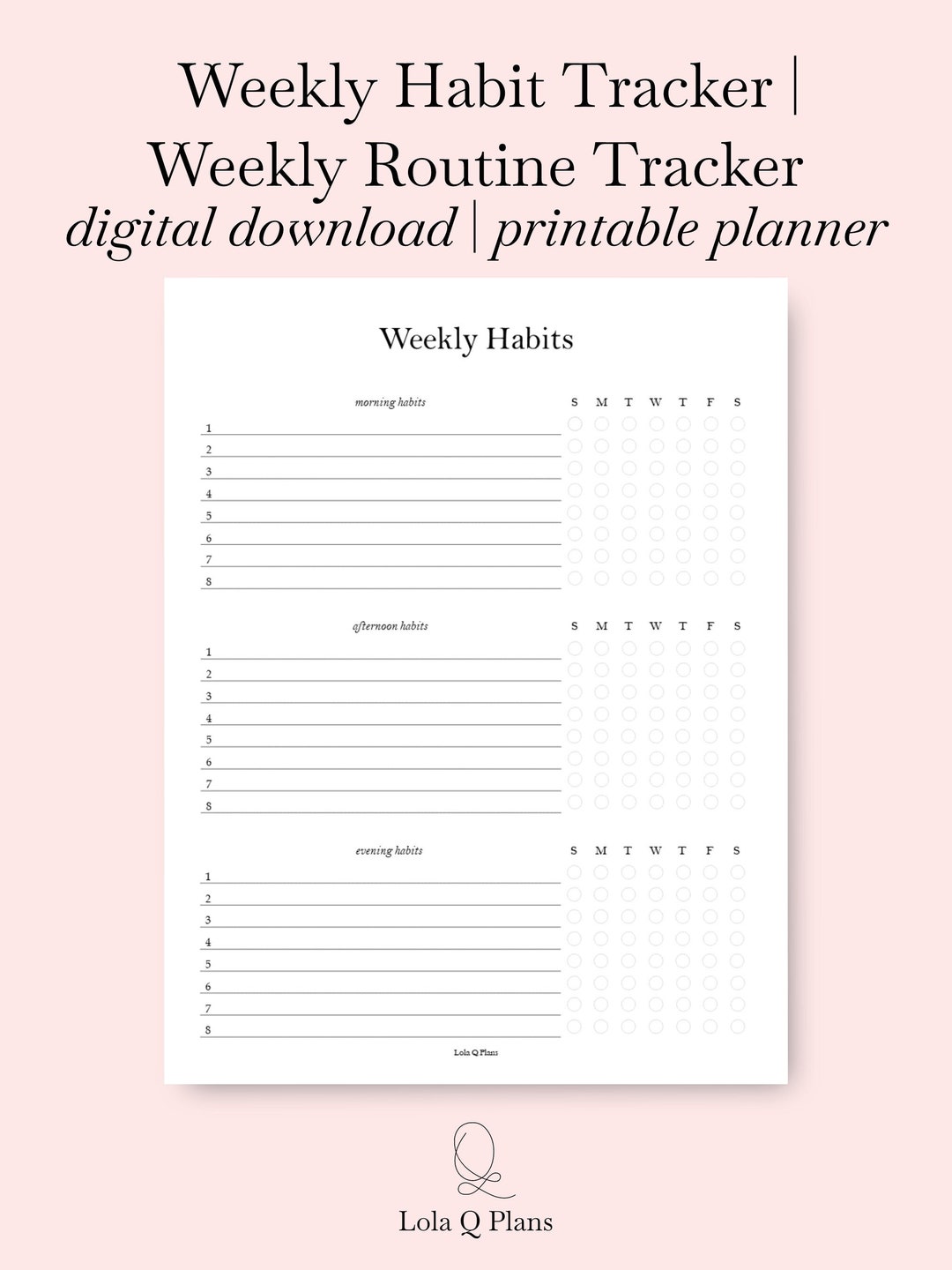 Weekly Habit Tracker Printable | Weekly Routine Planner | Habit Tracker ...
