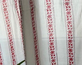 Floral stripe curtains for bedroom/Indian sheer curtain/handmade design/Indian block print curtains/Voile curtains for window treatment