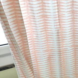 Pink & White Sheer Cotton Curtains: Hand Block Print Indian Voile
