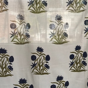 Indian Block Print Cotton Curtains: Bohemian Rod Pocket Panels