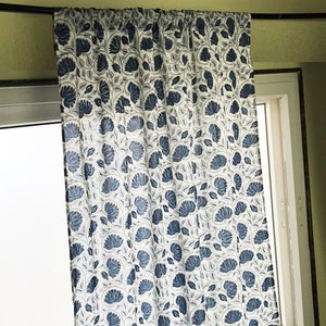 Block Printed Cotton Curtains: Bohemian Floral Semi Sheer Indian Design