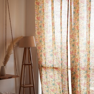 Floral cotton curtains of block print curtains in Indian design/Window curtains with bohemian vintage design cotton curtains for living room