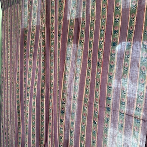 Boho Floral Stripe Cotton Curtain Panel: Indian Block Print Sheer