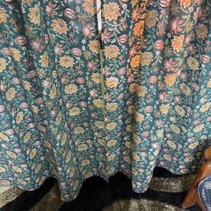 Botanical Print Curtains: Deep Green Floral, Hand Block Printed Cotton