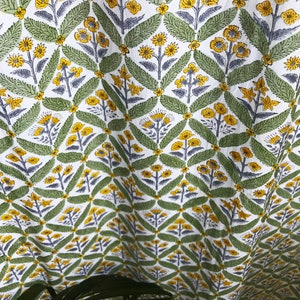 Floral Block Print Cotton Curtains: Bohemian Sheer Window Drape