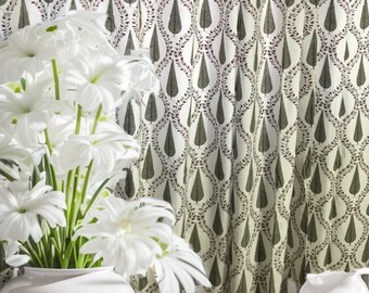Katoenen gordijnpaneel met mughalsprint: canvasdoek met Indiaas design