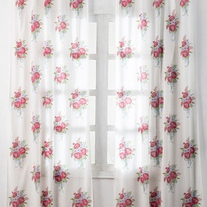 Mughal Floral Print Cotton Sheer Curtains: Bohemian Style