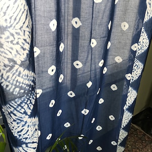Indigo Shibori Curtains: Hand Block Print Cotton Window Treatment