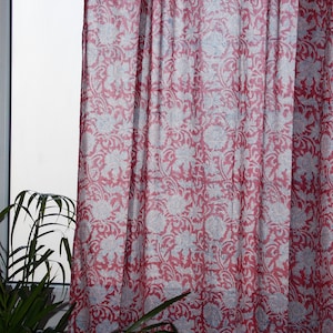 Boho Block Print Cotton Curtain: Sheer Indian Drapes